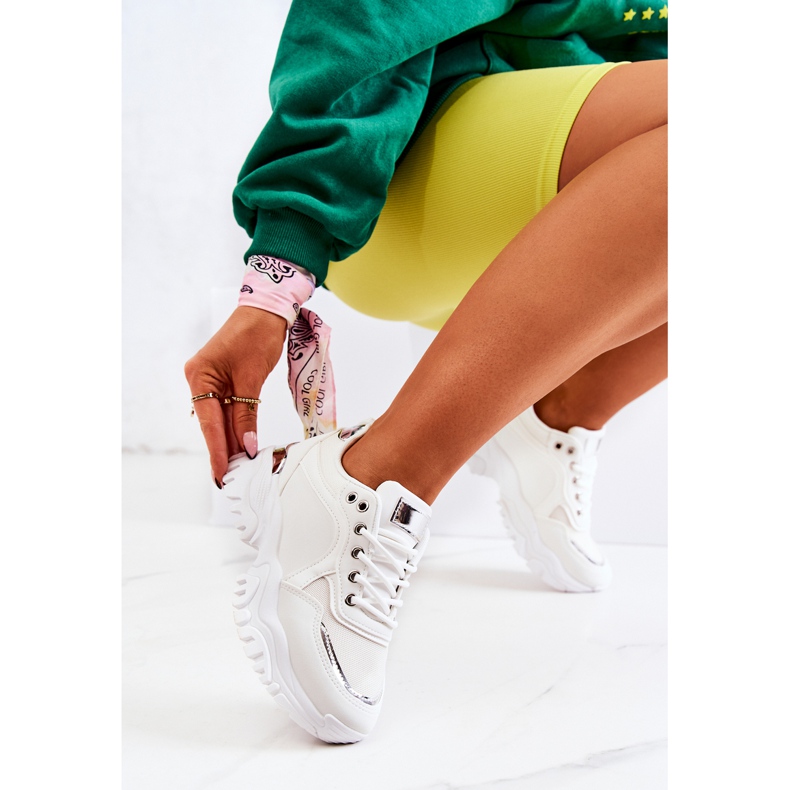 FS2 Tênis na plataforma Sallie branco prata 1