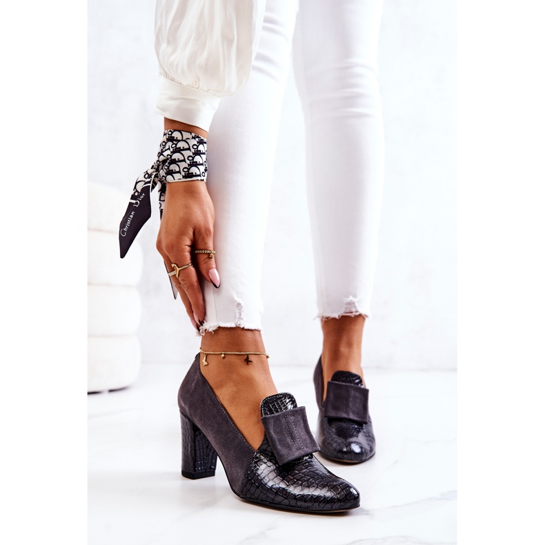 PA2 Sapato de camurça pele de cobra cinza Kathleen 2