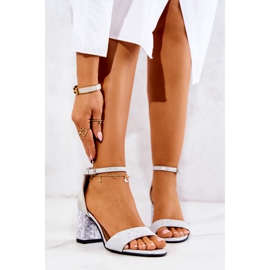 PA2 Sandálias de couro em uma barra de prata Lorene cinza 1