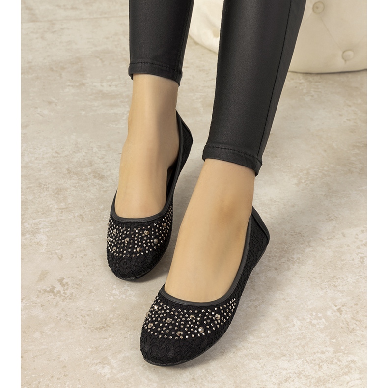 Bailarinas de renda rosa com zircônia cúbica do lado leste preto 1