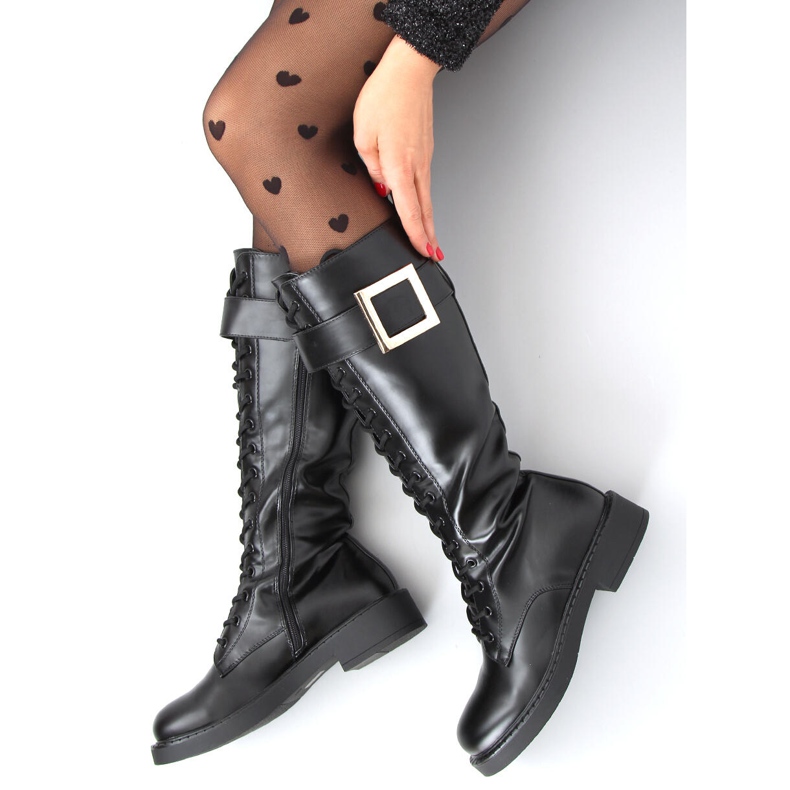 Botas de amarrar Naomi Black preto 2