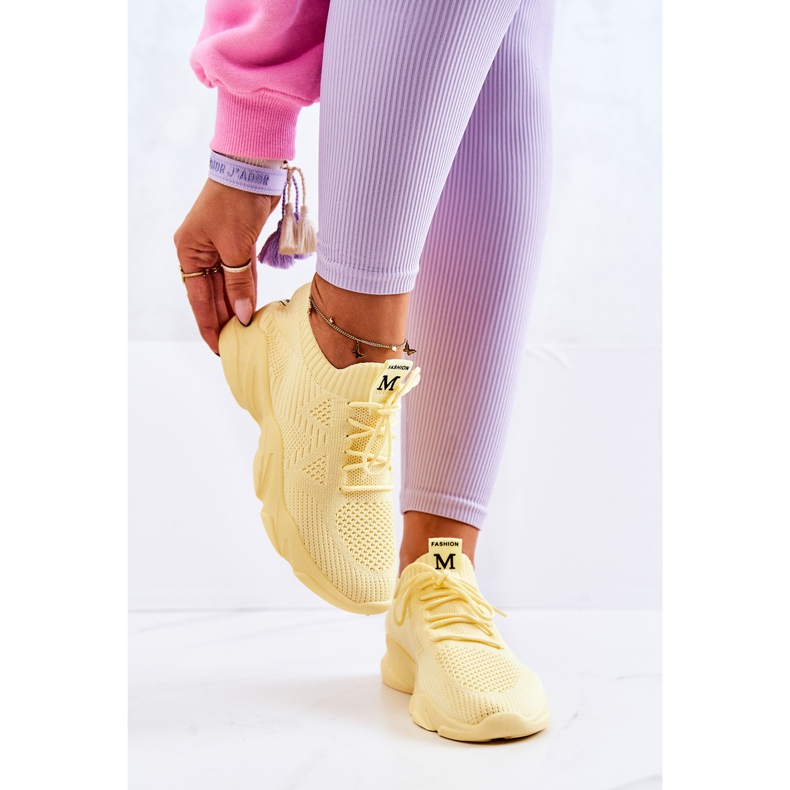 PS1 Tênis de material de tênis esportivo amarelo Nolene 1