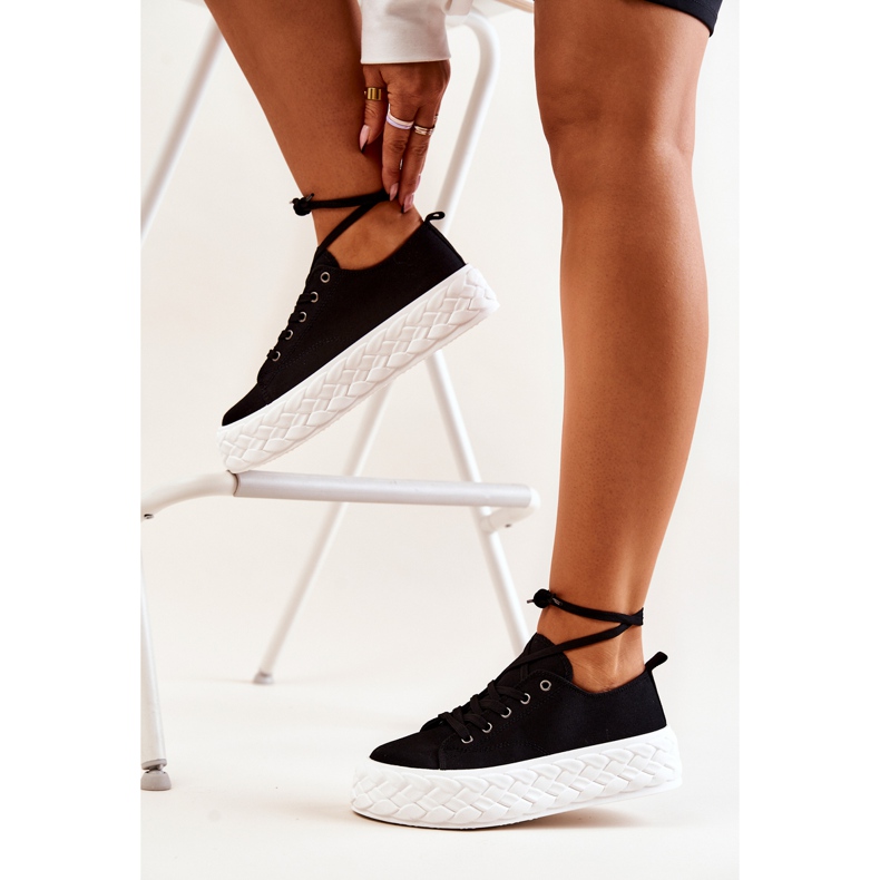 PS1 Tênis em uma enorme plataforma Suzane preto e branco 2