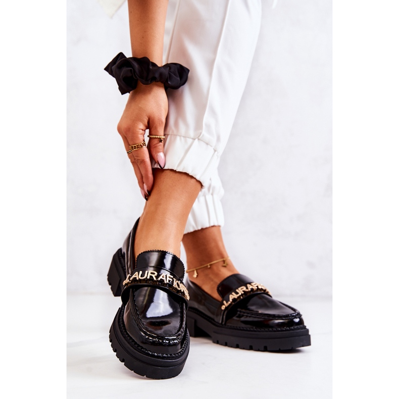 PL5 Mocassins Lacados Letras La.Fi Black Jenefer preto 2