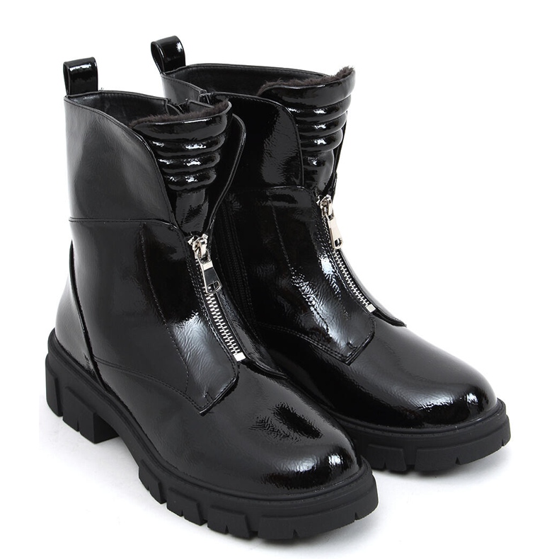 Botas lisas Haiti Black lacadas preto 2