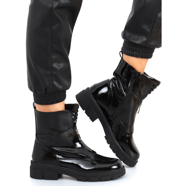 Botas lisas Haiti Black lacadas preto 1