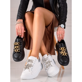 TRENDI Calças da moda com corrente branco 1 TRENDI Calças da moda com corrente branco 1