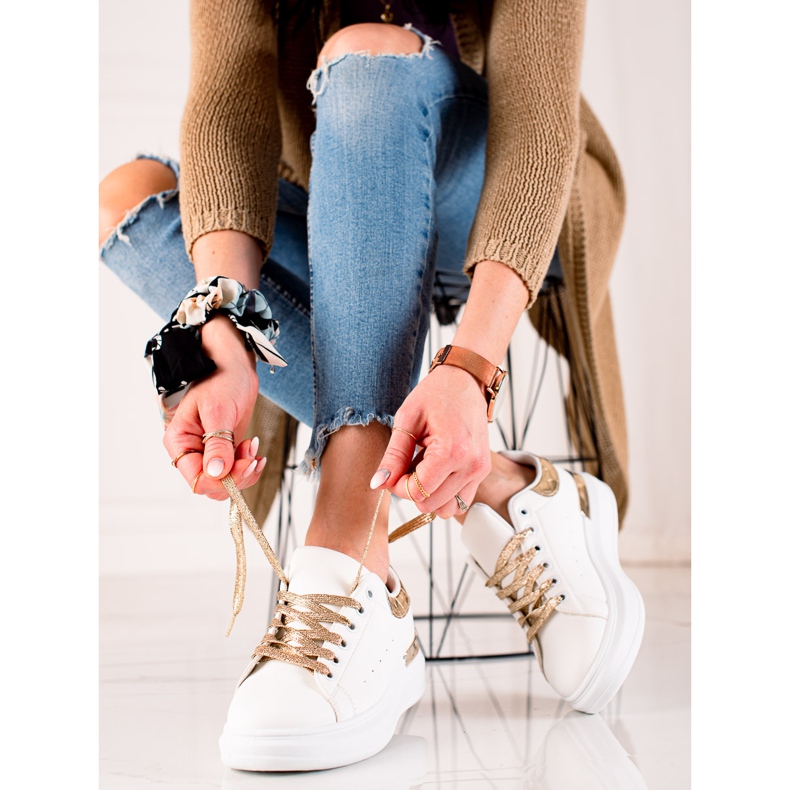 BUONAROTTI Tênis com inserções douradas branco dourado 1