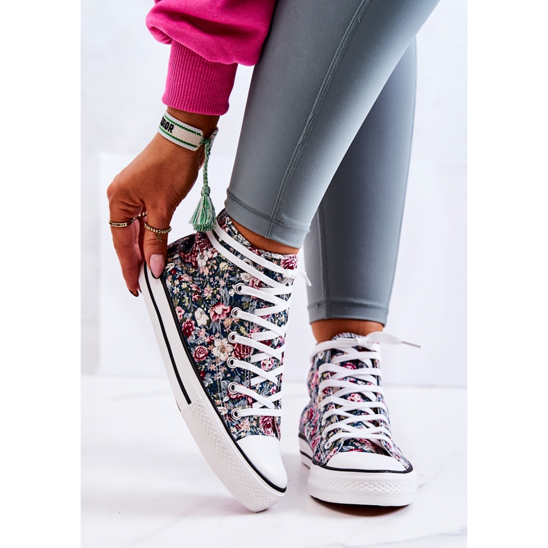 FS2 Tênis cano alto com flores verdes Nollie multicolorido 1