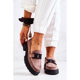 PL5 Mocassins de camurça com decoração La.Fi Cappucino Laurene marrom 2