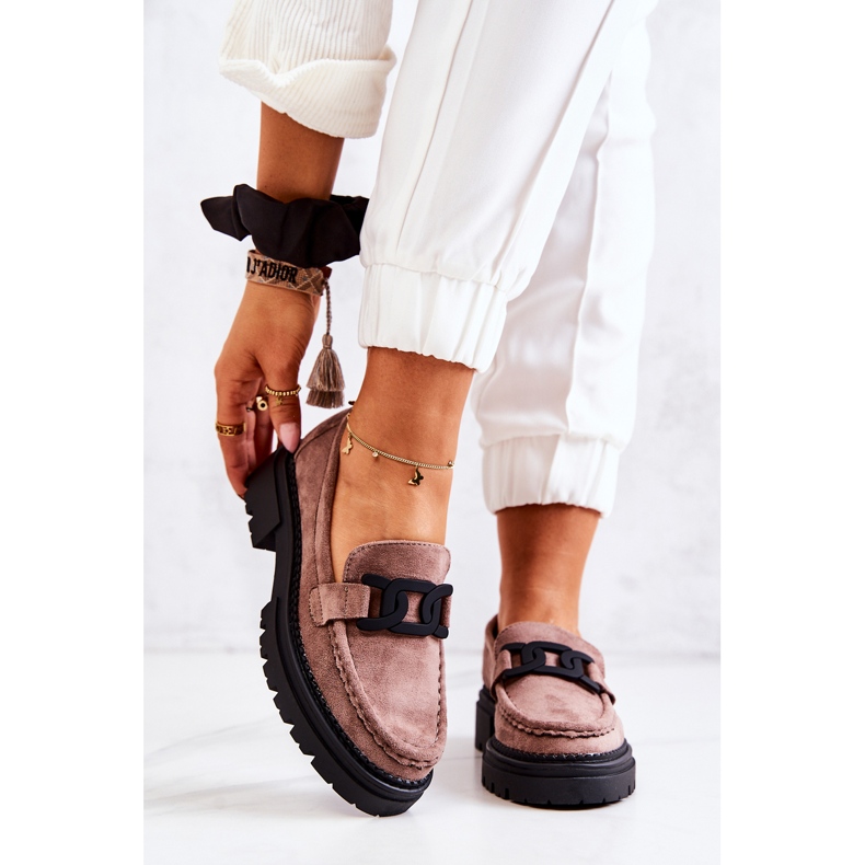 PL5 Mocassins de camurça com decoração La.Fi Cappucino Laurene castanho 2