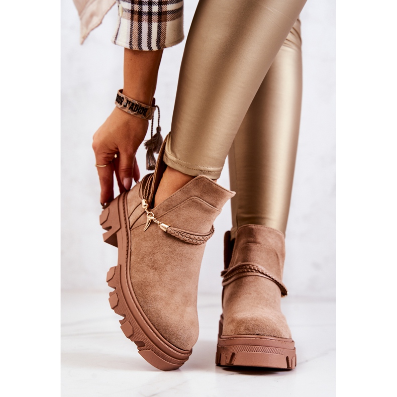 PS1 Botas de camurça com listras bege Moriah castanho 2