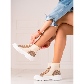 TRENDI Calçados esportivos altos bege marrom 1