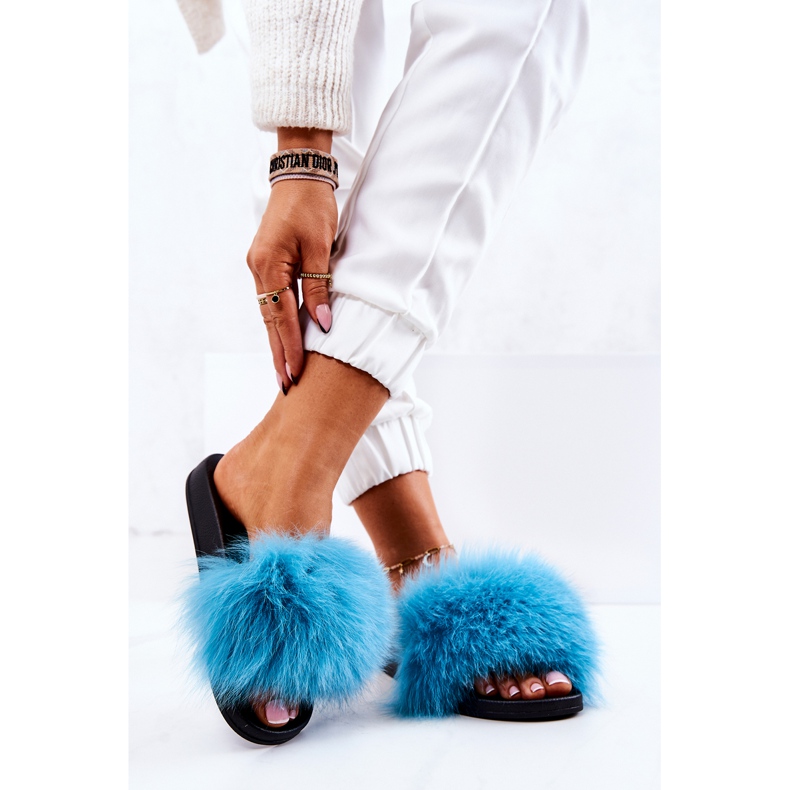 FM1 Chinelos de pele natural azul Naturis 2