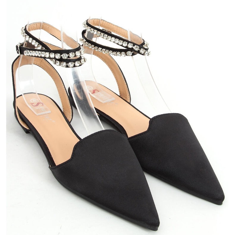 Bailarinas elegantes com pedras Dust Black preto 2