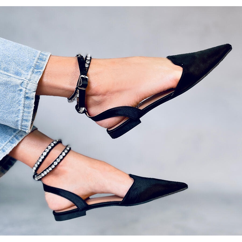 Bailarinas elegantes com pedras Dust Black preto 1