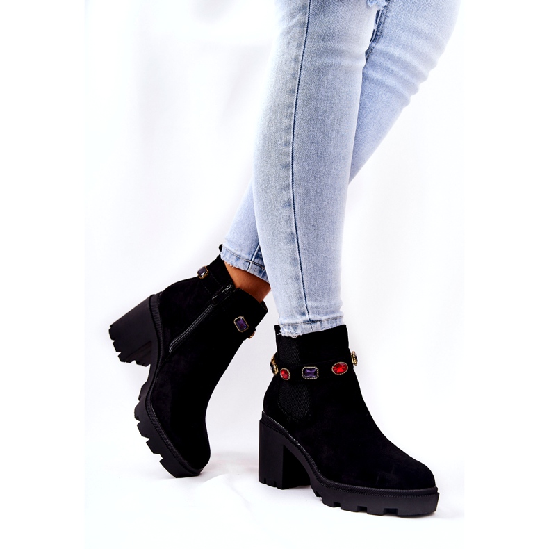 SEA Botas de salto femininas com cristais Black Macbeth preto 2