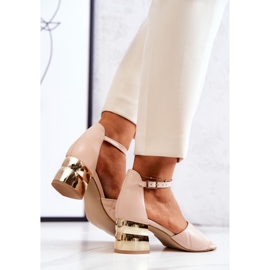 Lewski Shoes Sandálias de couro em uma barra Lewski 3027 bege dourado 1