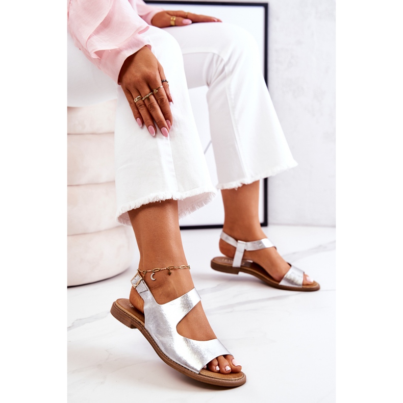 Lewski Shoes Sandálias de couro com fivela Lewski 3041 prata 1