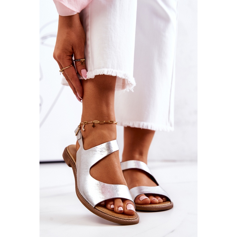 Lewski Shoes Sandálias de couro com fivela Lewski 3041 prata 2