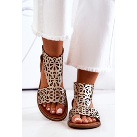 Lewski Shoes Sandálias de couro vazado Lewski 2699/2 dourado 1