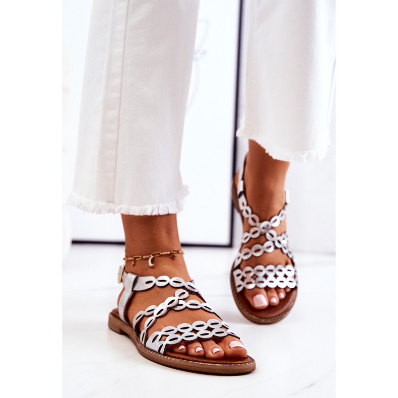 Lewski Shoes Sandálias de couro vazado Lewski 3022 prata 1