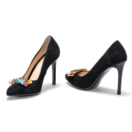 Marco Shoes Pregos pretos 1057P com pedras grandes 1