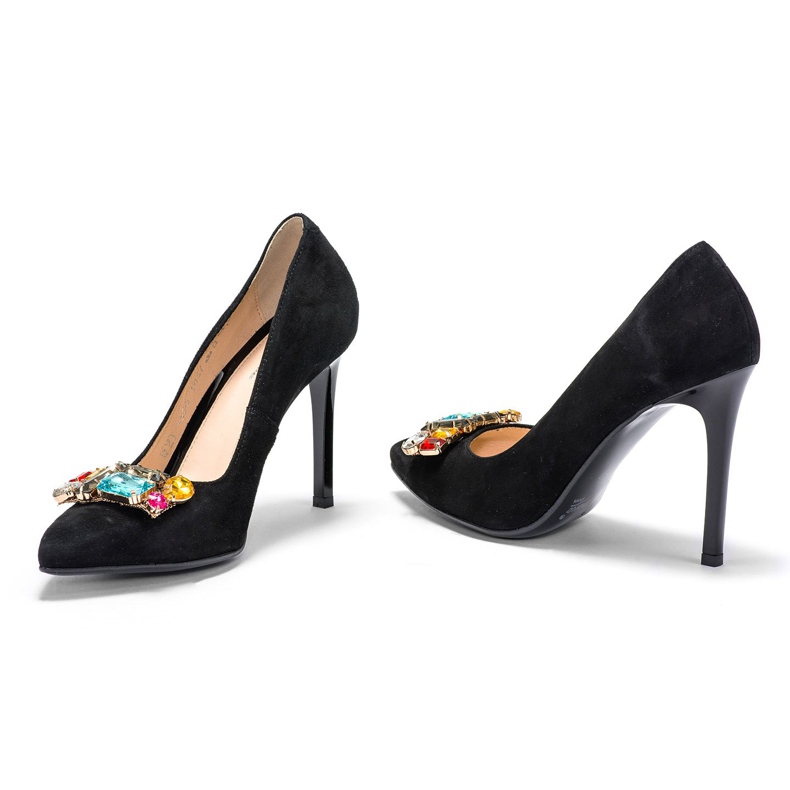 Marco Shoes Pregos pretos 1057P com pedras grandes 1