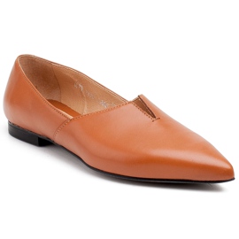 Marco Shoes Bailarinas Marco 1285P femininas caramelo com recorte castanho 1 Marco Shoes Bailarinas Marco 1285P femininas caramelo com recorte castanho 1