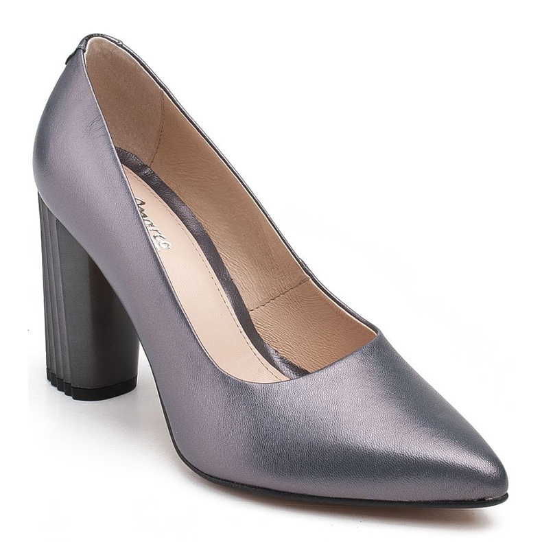 Marco Shoes Sapatos cinzentos com salto canelado cinza 1