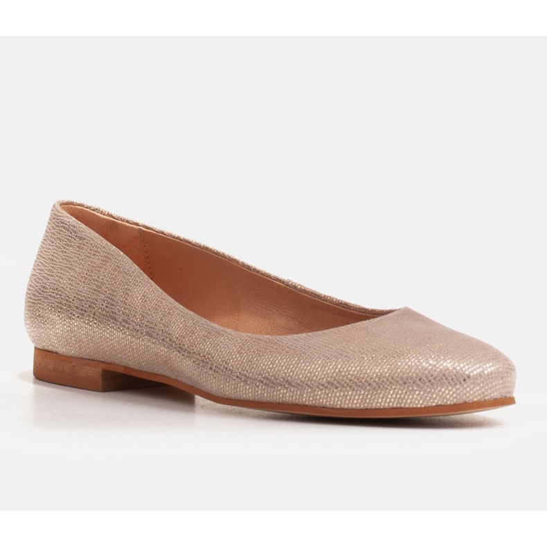 Marco Shoes Bailarinas de couro macio de camurça dourado 1