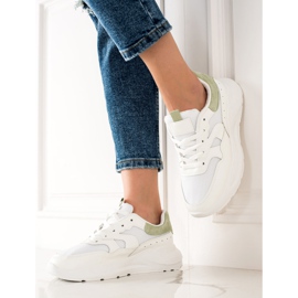 TRENDI Tênis elegantes com brilho branco 1