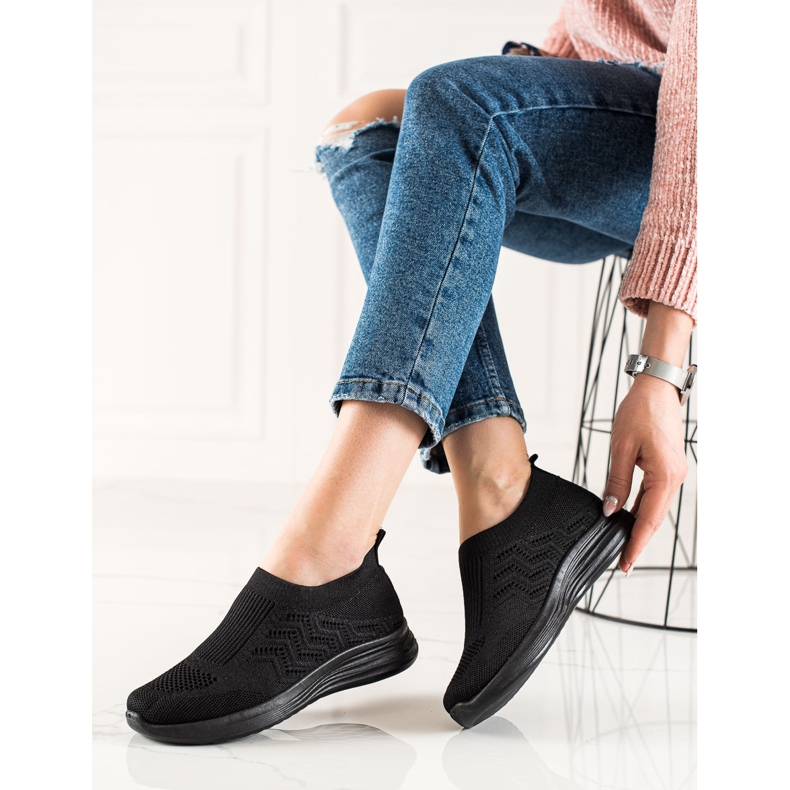 Renda Sapatos Esportivos Deslizantes Abertos preto 2