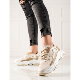 Marquiz Tênis da moda bege marrom 1