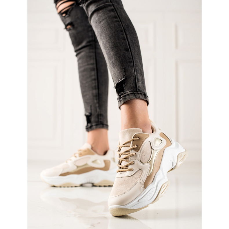 Marquiz Tênis da moda bege castanho 1