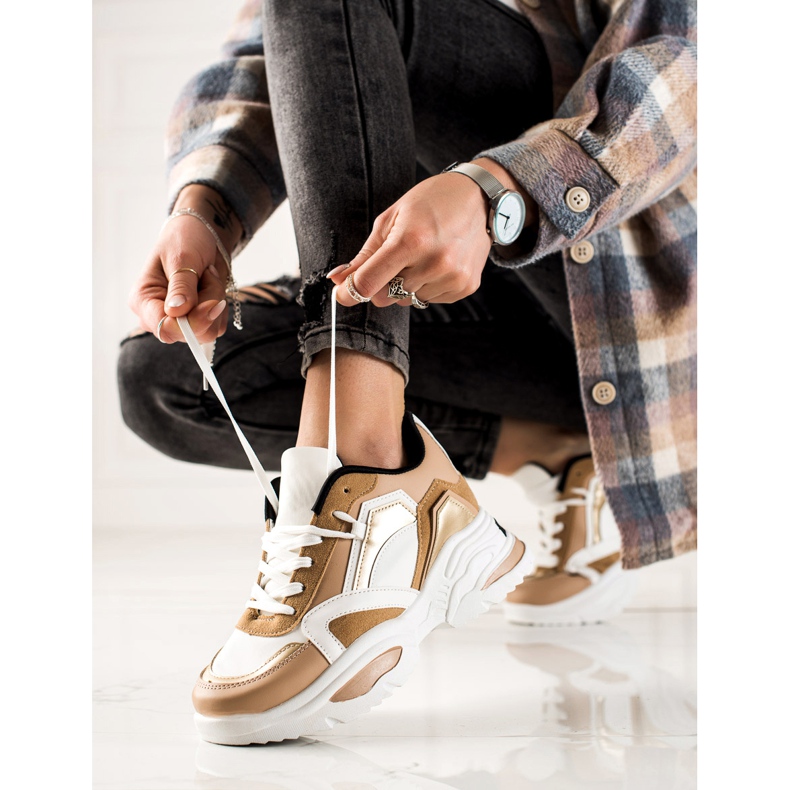 TRENDI Tênis da Moda branco castanho 1