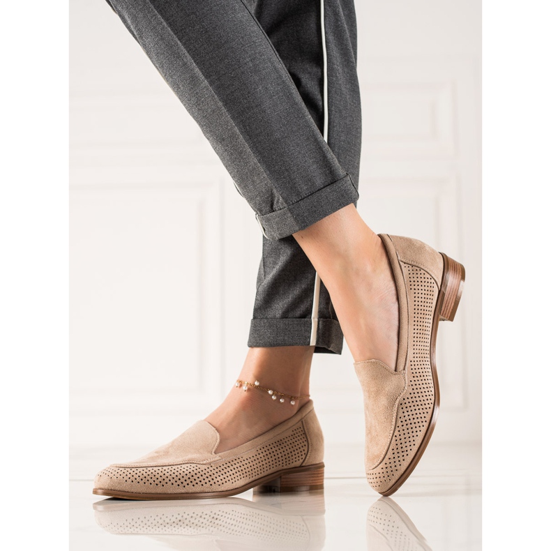 Vinceza sapatos de camurça a céu aberto bege 1