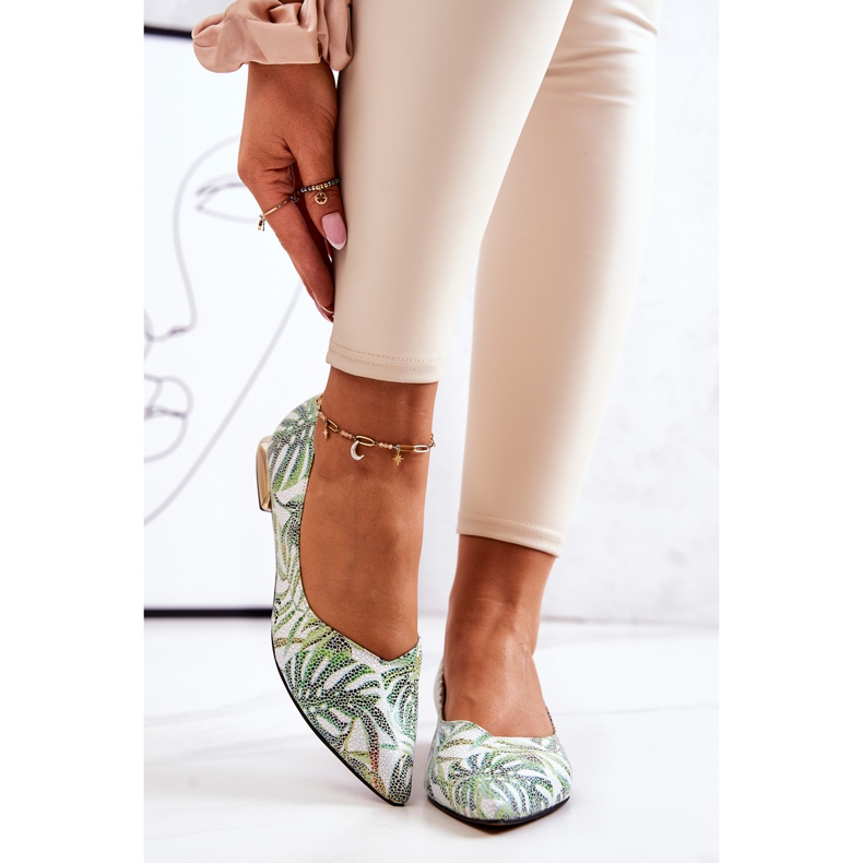 Bailarinas femininas Laura Messi Couro Verde 2193 multicolorido 2