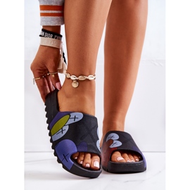 PS1 Chinelos de borracha com estampa Black Monsters preto azul marinho 2