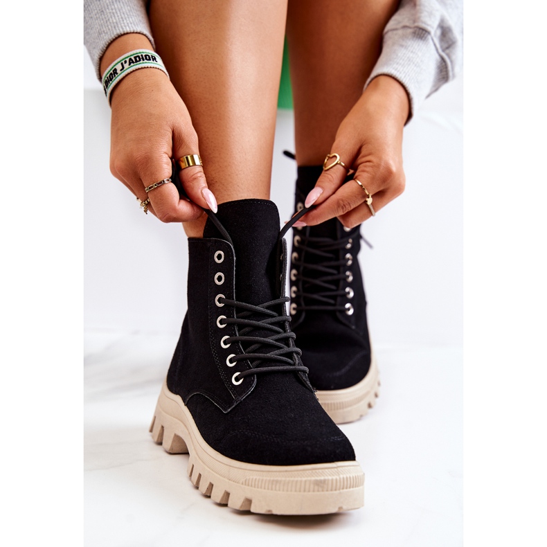 PS1 Botas de camurça amarradas pretas furacão preto 1