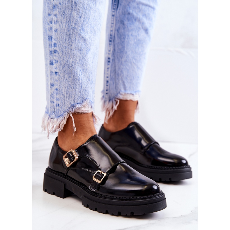 PL5 Sapatos de couro com fivela La.Fi Black Leonie preto 1