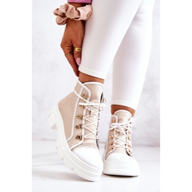 PK1 Botas de Couro Bege e Branco Letty 2