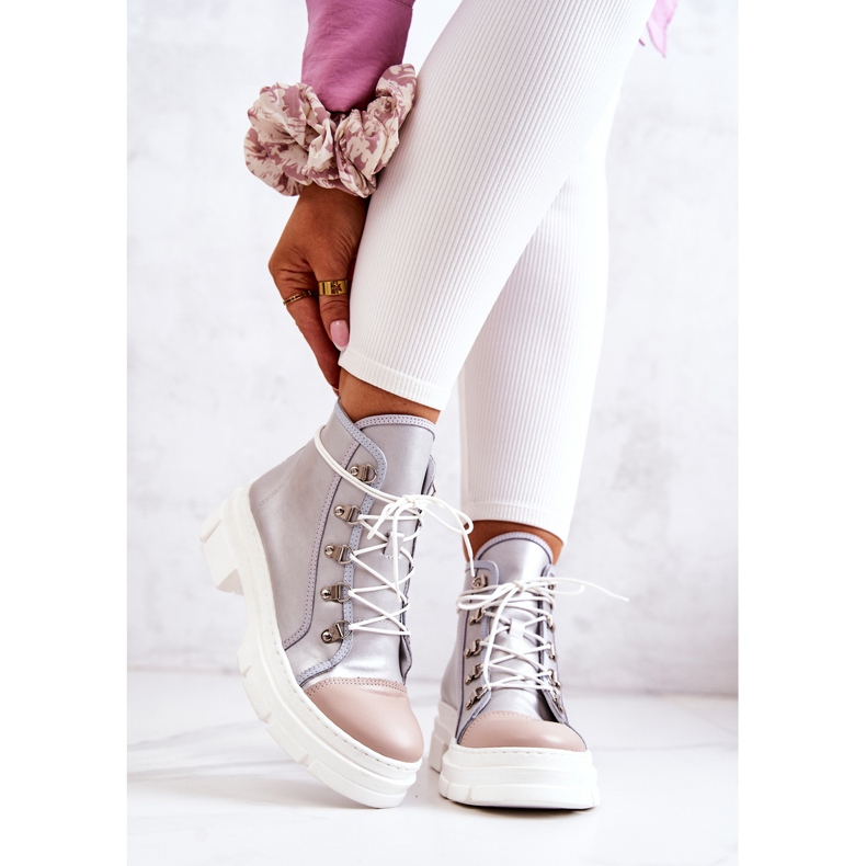 PK1 Botas de Couro Letty Prata bege 1