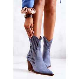 FB1 Botas de cowboy a céu aberto em um poste azul Caroline 2