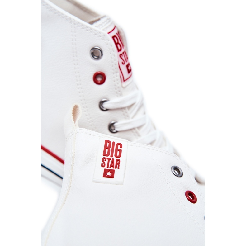 Tênis masculino de couro cano alto Big Star JJ174071 branco 1