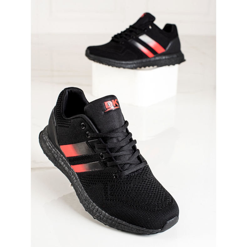 DK Calçados esportivos masculinos com tiras preto vermelho 2