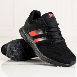 DK Calçados esportivos masculinos com tiras preto vermelho 1