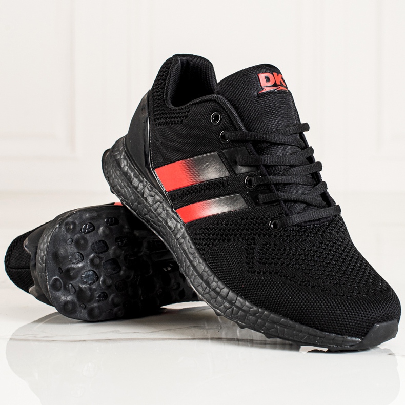 DK Calçados esportivos masculinos com tiras preto vermelho 1