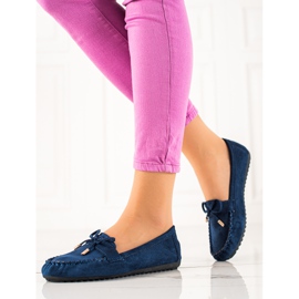 TRENDI Mocassins de camurça com laço azul marinho 1