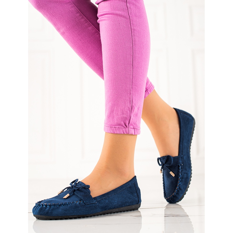 TRENDI Mocassins de camurça com laço azul marinho 1 TRENDI Mocassins de camurça com laço azul marinho 1
